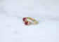 Bague 57 Bague Toi et Moi en or jaune 18k, platine, rubis et diamants 58 Facettes