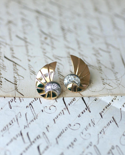 Boucles d'oreilles Boucles d’oreilles coquillage en or rose 18 ct et diamants 58 Facettes