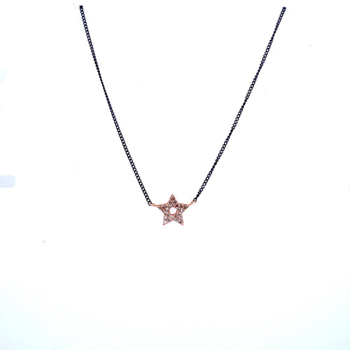 Collier Collier - Pendentif étoile en or noir 14k et diamants 58 Facettes