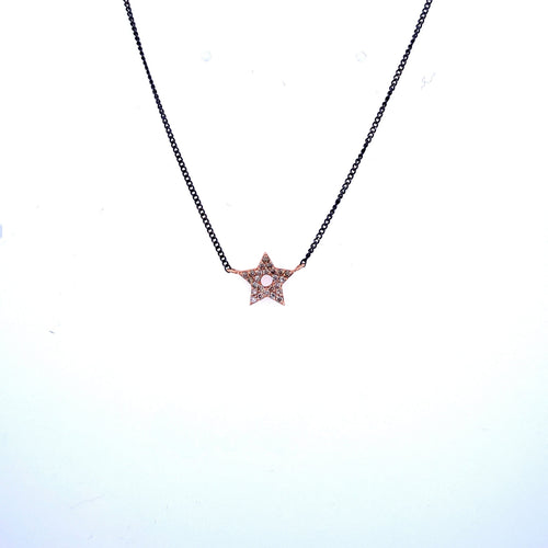 Collier Collier - Pendentif étoile en or noir 14k et diamants 58 Facettes