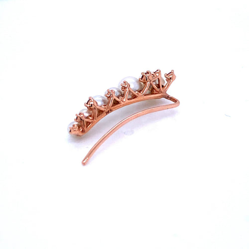 Boucles d'oreilles Boucle d’oreille - Pendante en or rose 14K, perles et diamants 58 Facettes