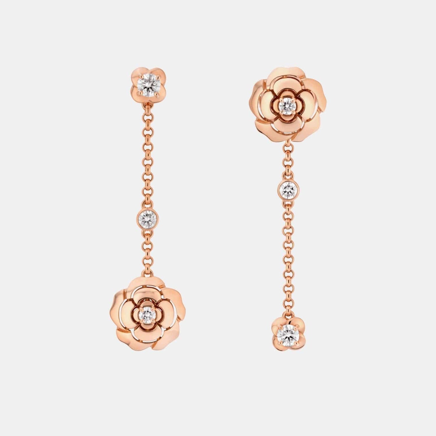 Boucles d'oreilles Camélia Or rose Diamant