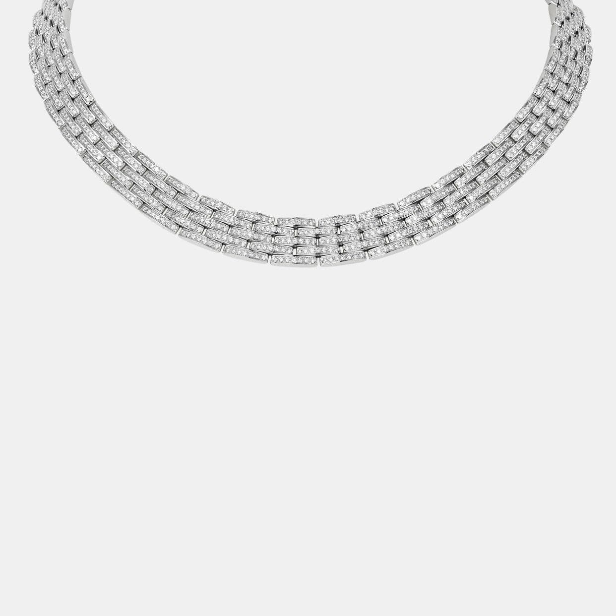 Collier Maillon Panthère, cinq rangs, pavé