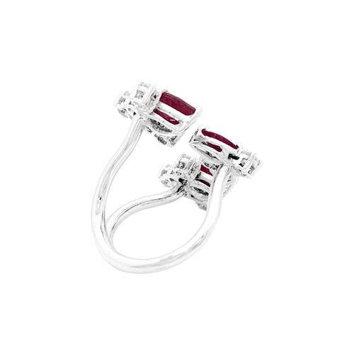 Bague 46 Bague ouverte en or blanc 750 sertie de rubis et diamants 58 Facettes 35094