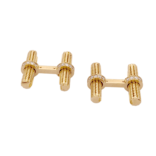 Boutons de manchette Van Cleef & Arpels - Boutons de manchette en or jaune et diamants 58 Facettes 34578