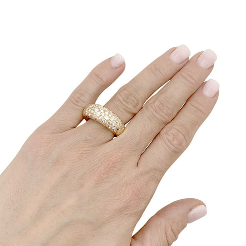 Bague 53 Chaumet Grains de Caviar - Bague jonc en or jaune et diamants 58 Facettes 34895