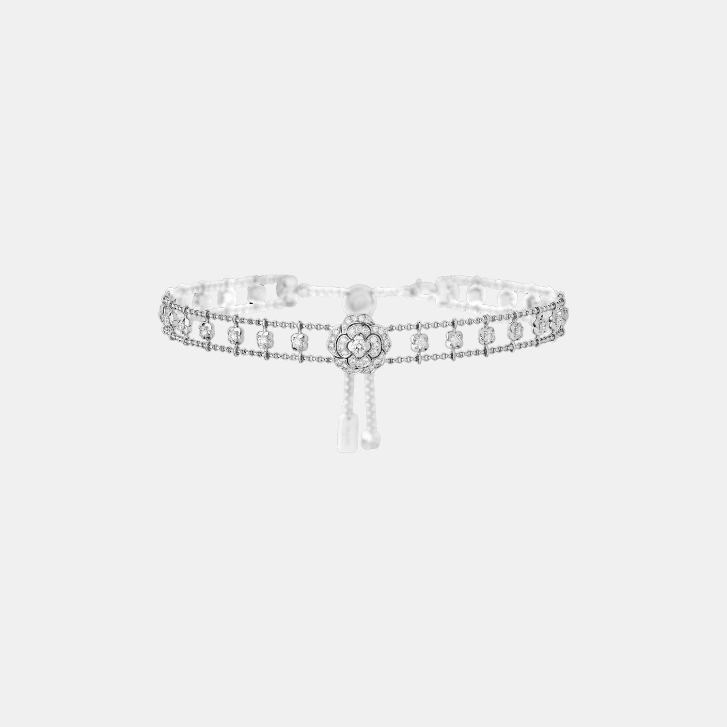 Collier Camélia Or blanc Diamant