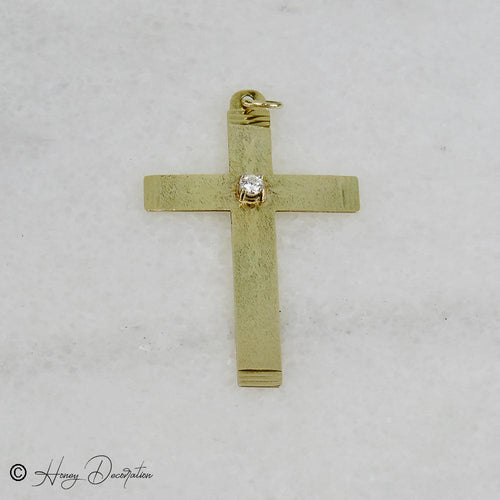 Pendentif Pendentif croix - Pendentif en or jaune 14 K et diamant 58 Facettes 1966
