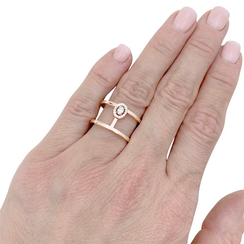 Bague 53 Messika Glam'Azone - Bague en or rose et diamants 58 Facettes 35210