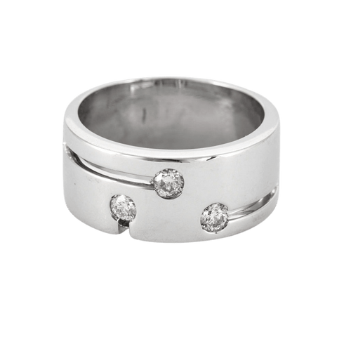 Bague 56 CAREL - Large anneau en or gris et diamants 58 Facettes DV1488-6-56-3