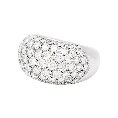 Bague 51 Bague jonc pavée de diamants en or blanc 750 58 Facettes 31229