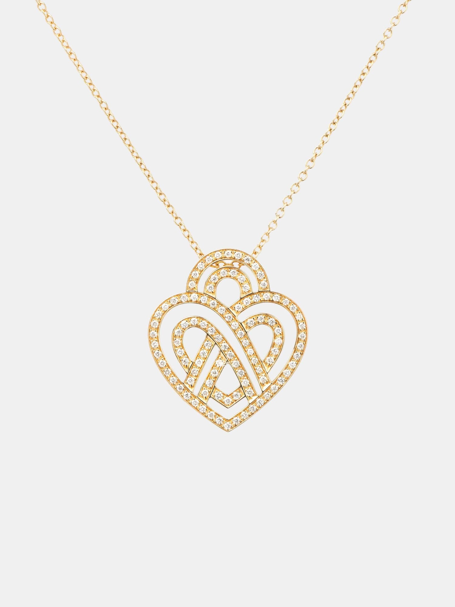 Collier Coeur Entrelacé Or jaune Diamant 0.4ct