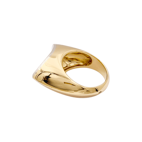 Bague 52 Bague moderniste en or jaune et blanc 750 avec diamant brun 58 Facettes 34347