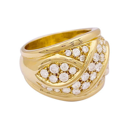 Bague 54 Bague bandeau pavée de diamants en or jaune 750 58 Facettes 33884