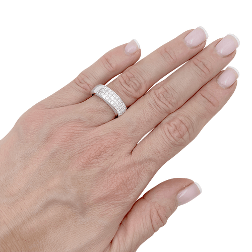 Bague 53 Bague jonc pavée en or blanc 750 et diamants princesse 58 Facettes 33993