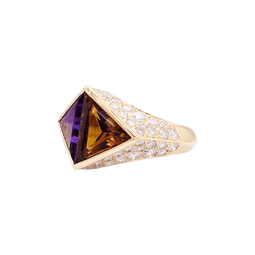 Bague 52 O.J. Perrin - Bague en or jaune avec citrine, améthyste et diamants 58 Facettes 34787
