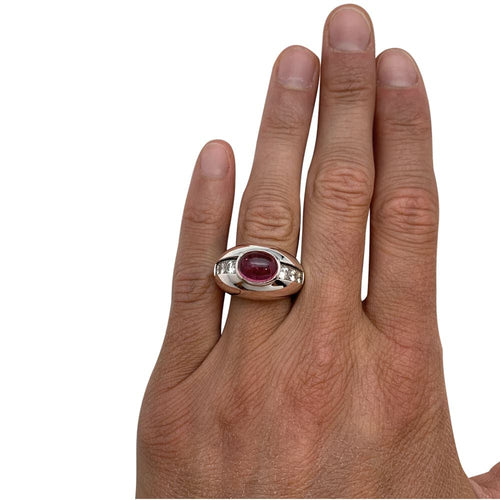 Bague 52 Bague en or blanc 18K à tourmaline rose et diamants 58 Facettes 22300