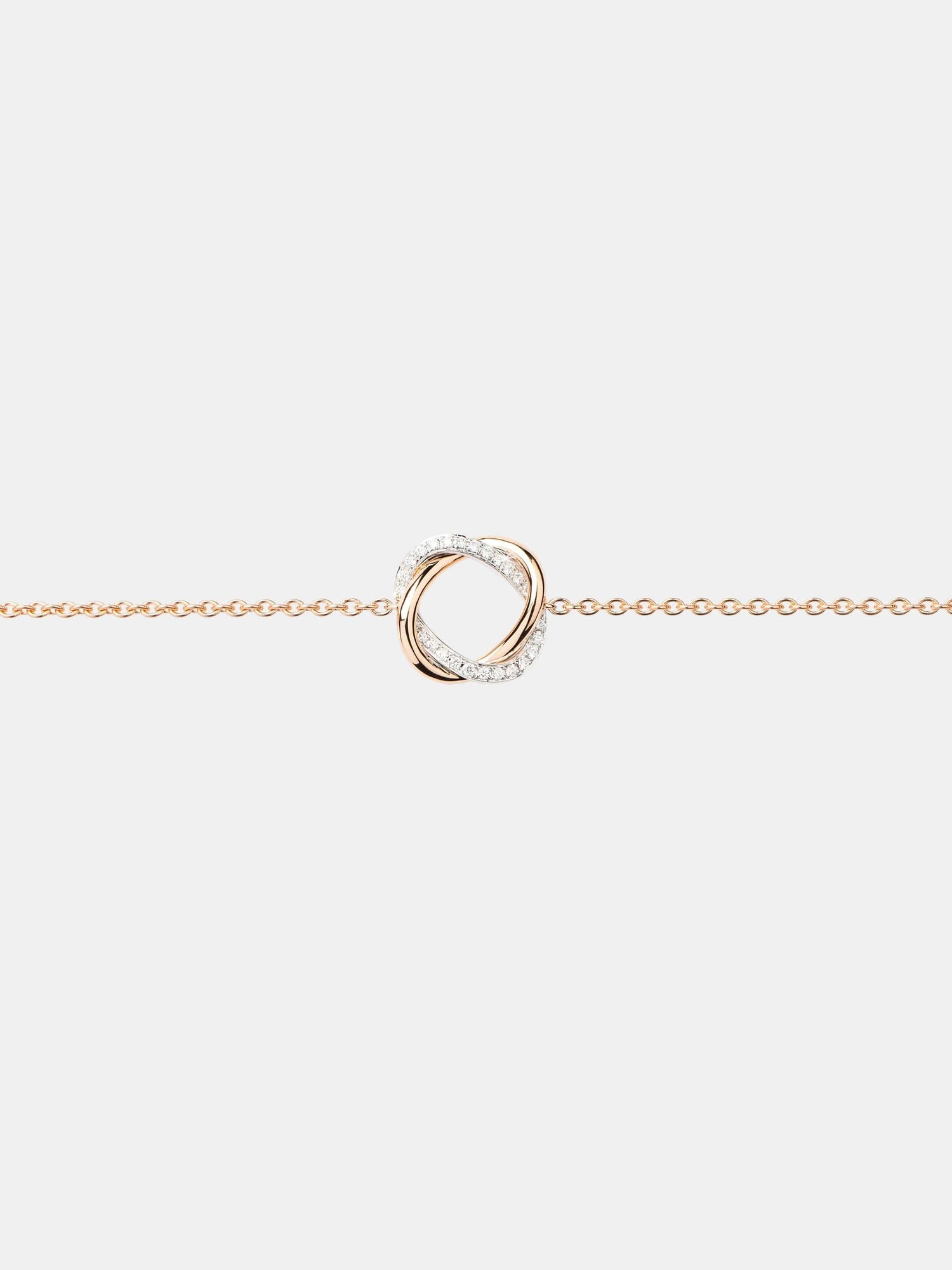 Bracelet Tresse Or Rose Et Blanc Diamant 0.1ct