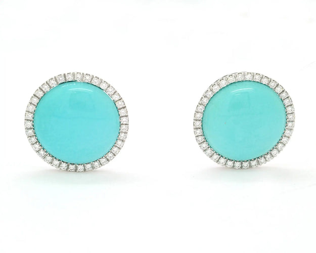 Boucles d'oreilles Leo Pizzo - Boucles d’oreilles en or blanc 18 ct avec turquoise et diamants 58 Facettes 8440