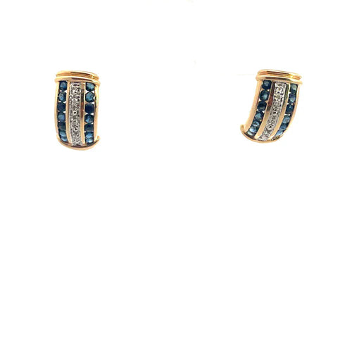 Boucles d'oreilles Boucles d'oreilles - Or jaune 14 carats, saphirs et diamants 58 Facettes UN0149