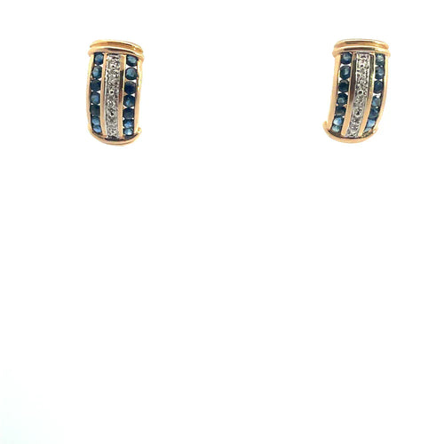 Boucles d'oreilles Boucles d'oreilles - Or jaune 14 carats, saphirs et diamants 58 Facettes UN0149