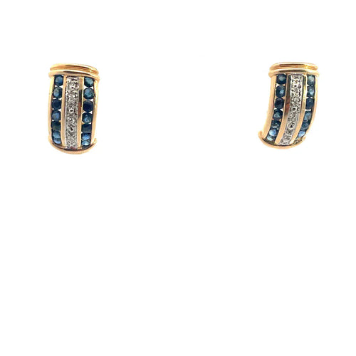 Boucles d'oreilles Boucles d'oreilles - Or jaune 14 carats, saphirs et diamants 58 Facettes UN0149