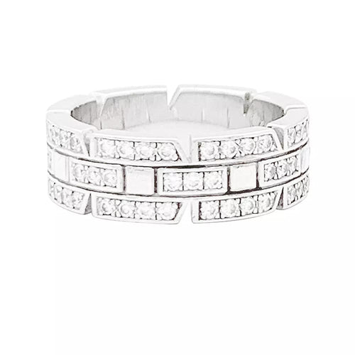 Bague 48 Cartier Tank Française - Bague en or blanc sertie de diamants 58 Facettes 33676