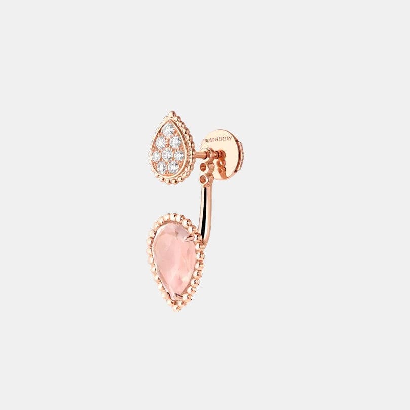 Boucles d'oreilles Serpent Bohème Or rose Quartz 1.5ct, motif S et XS.