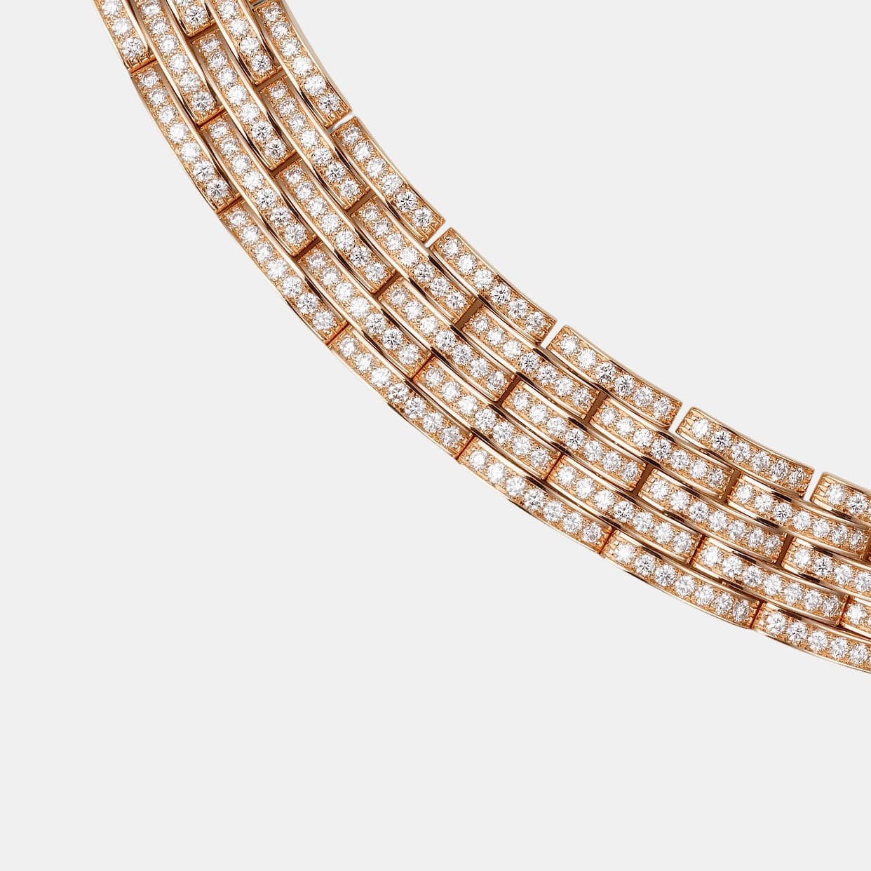 Collier Maillon Panthère, cinq rangs, pavé