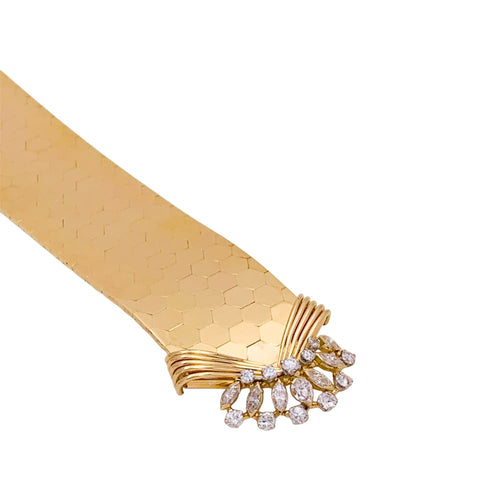 Bracelet Bracelet ruban vintage en or rose 750 et diamants 58 Facettes 34793