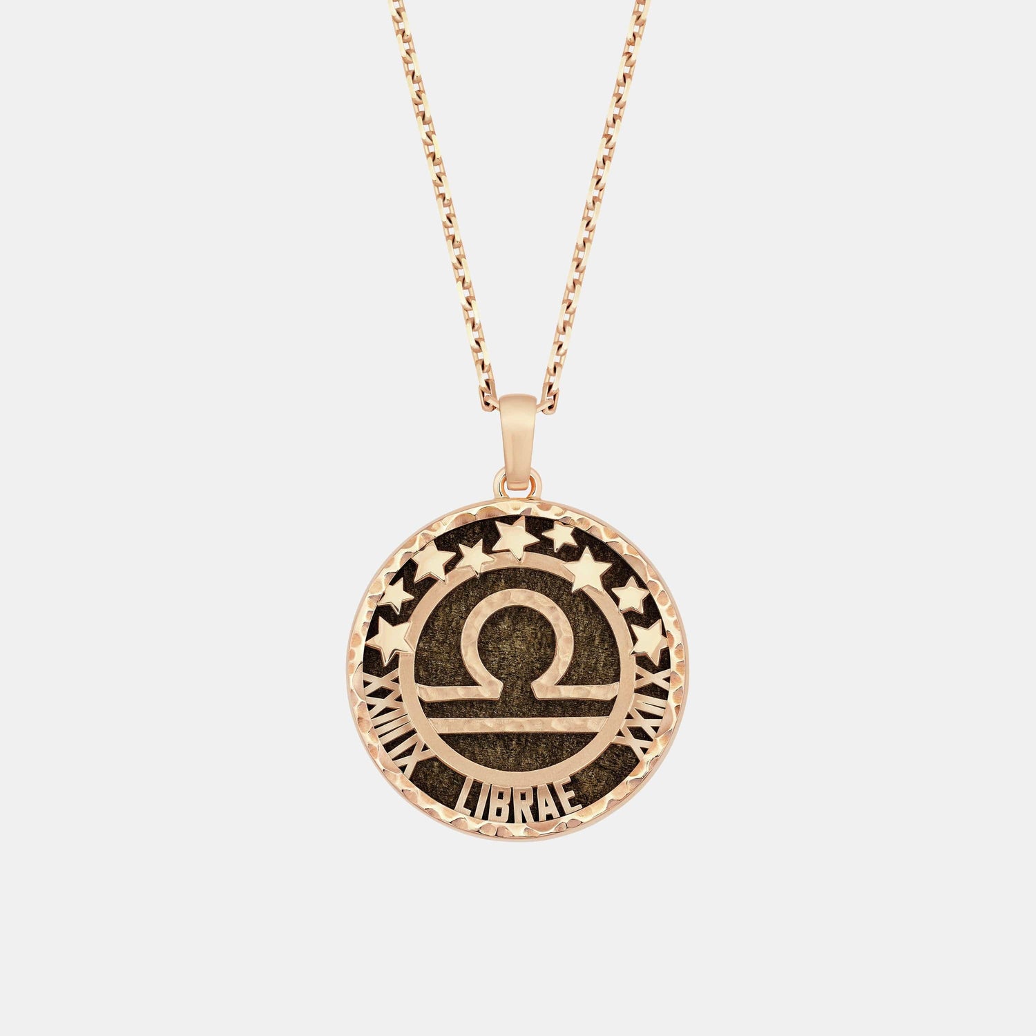 Collier Zodiaque Or rose Obsidienne 