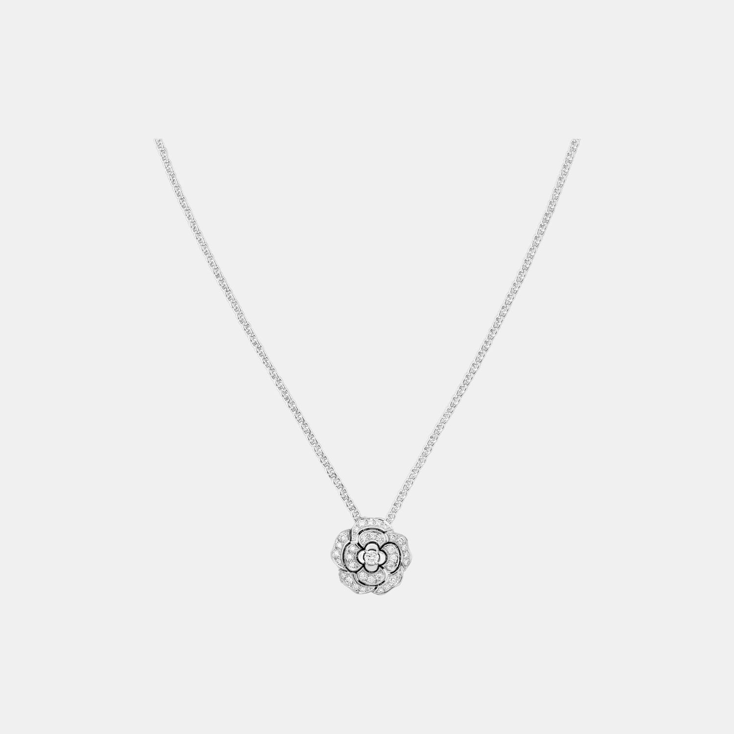Collier Camélia Or blanc Diamant
