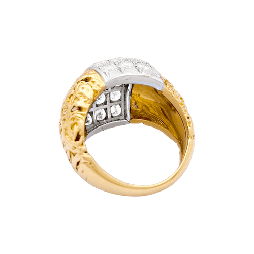 Bague 51 Bague bicolore en or jaune et or blanc 18K sertie de diamants 58 Facettes 34693