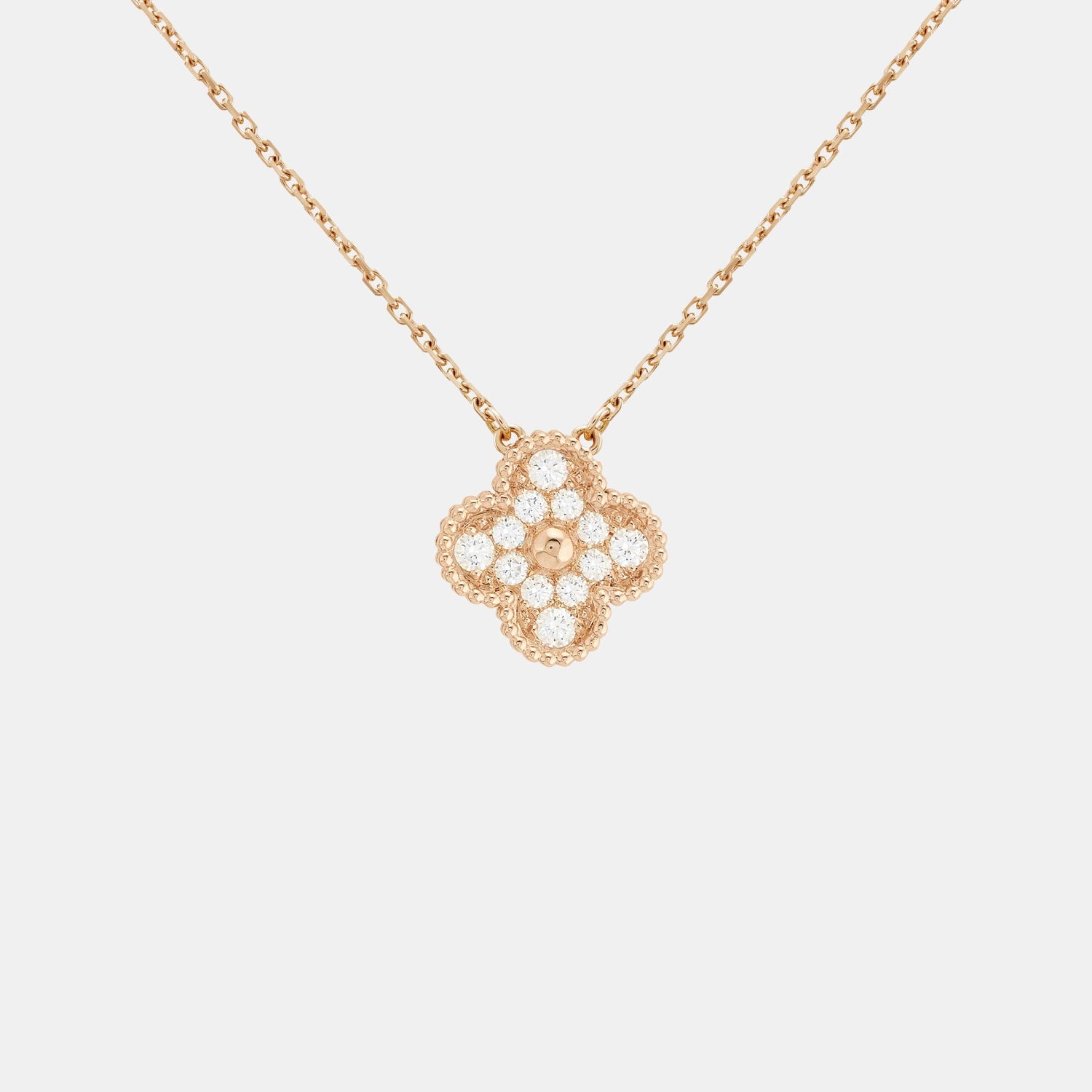 Collier Vintage Alhambra Or rose Diamant 0.48ct