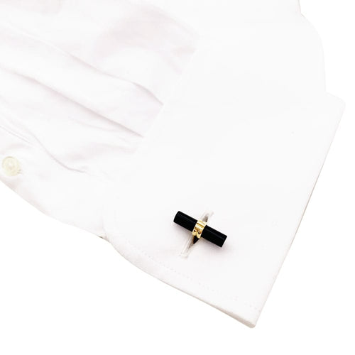Boutons de manchette Boucheron - Boutons de manchette en or jaune et onyx 58 Facettes 35247