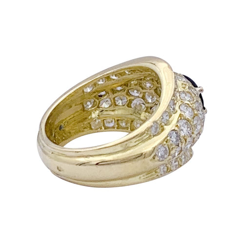 Bague 50 Bague jonc en or jaune 750/000 avec diamants et saphir 58 Facettes 33326