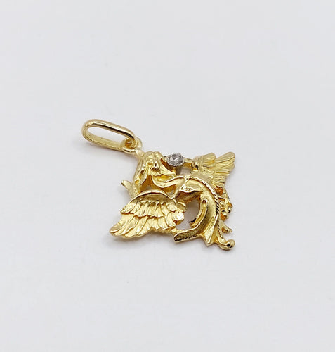 Pendentif Pendentif or jaune chimère ou griffon et diamant taille rose (circa 1900) 58 Facettes A06011
