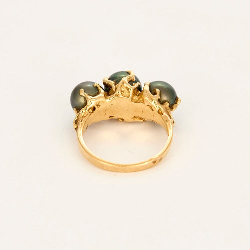 Bague 52,5 Bague en or jaune et perles de cultures de Tahiti 58 Facettes BIA1084X3