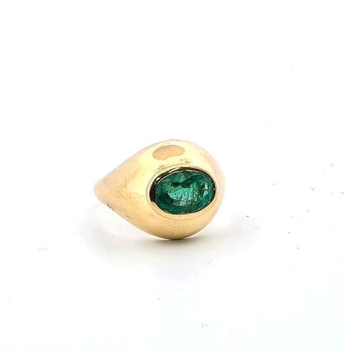 Bague 53 Bague en or jaune 18 carats sertie d'une émeraude ovale de 1,50 carat 58 Facettes