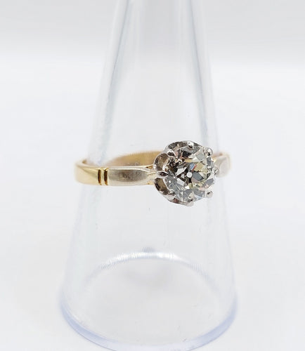 Bague 58 Bague solitaire art deco or jaune diamant taille ancienne 58 Facettes A04994