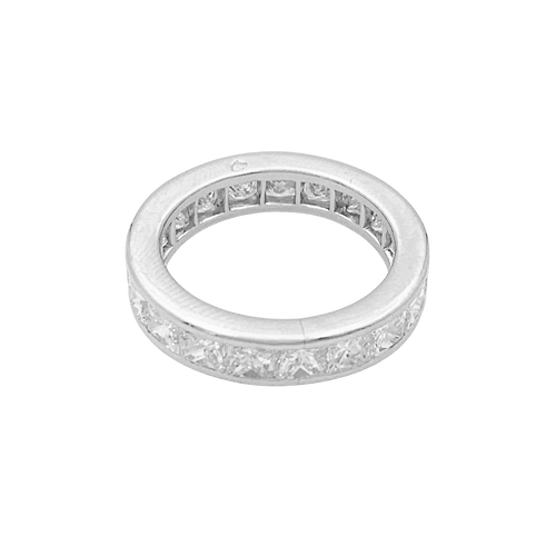 Bague 51 Alliance tour complet, platine, diamants princesse. 58 Facettes 34606