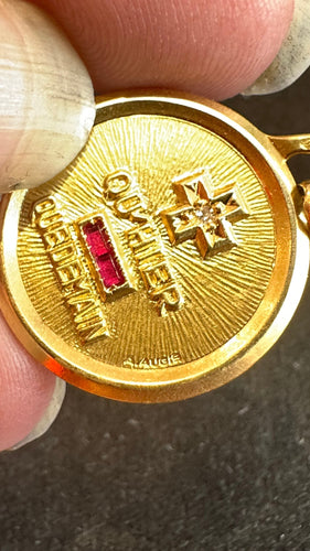 Pendentif Médaille d’amour Augis diamants et rubis de synthèse 58 Facettes 096421262722
