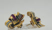 Boucles d'oreilles Boucles d'oreilles en or serties de diamants et de rubis, style chevalier 58 Facettes 50223