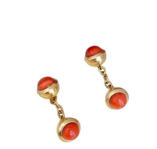Boutons de manchette CARTIER - Paire de boutons de manchettes corail 58 Facettes