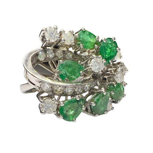 Bague 62 Bague contemporaine avec diamants et émeraudes en chute de 1,80 ct 58 Facettes Q327B