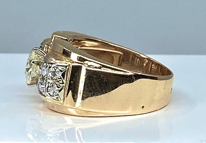 Bague 54 Bague Tank or jaune diamants 58 Facettes AB366