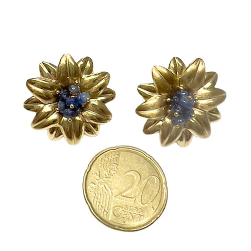 Boucles d'oreilles PENDIENTES DISEÑO CONTEMPORÁNEO SIGLO XX de ORO 18 kts con ZAFIROS 58 Facettes Q135B (950)