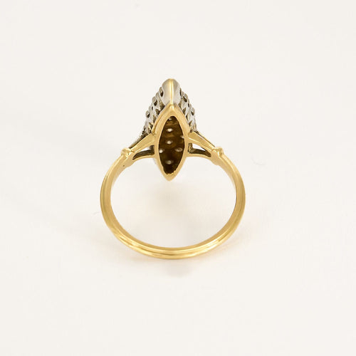 Bague marquise en or jaune et diamants