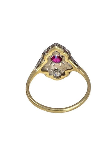 Bague 55 Bague Belle Époque en or jaune, platine et diamants 58 Facettes