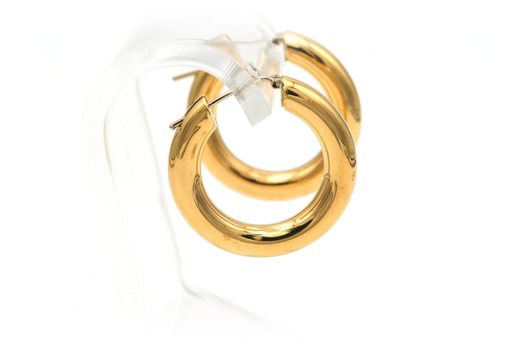 Boucles d'oreilles "créoles" contemporaines en or jaune 18 carats
